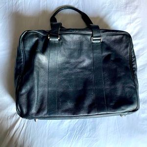 Hugo Boss leather black bag gently used around 45 carryon